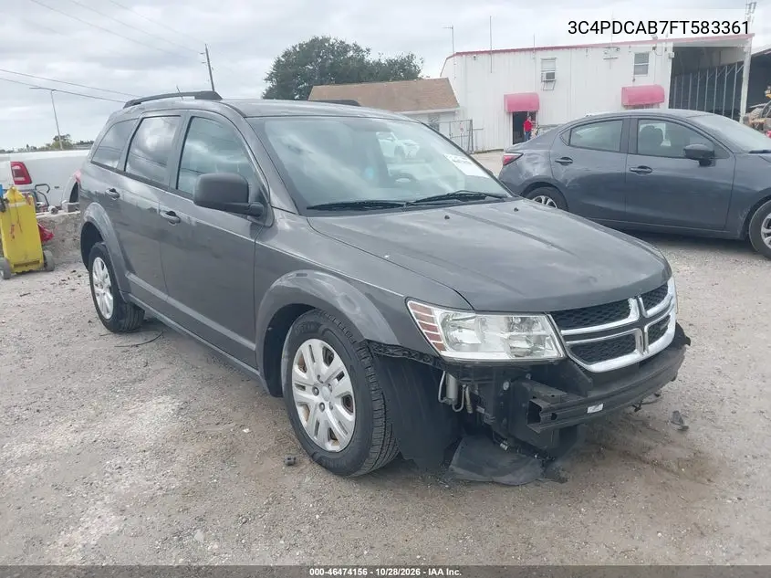 DODGE JOURNEY 2015, VIN 3C4PDCAB7FT583361