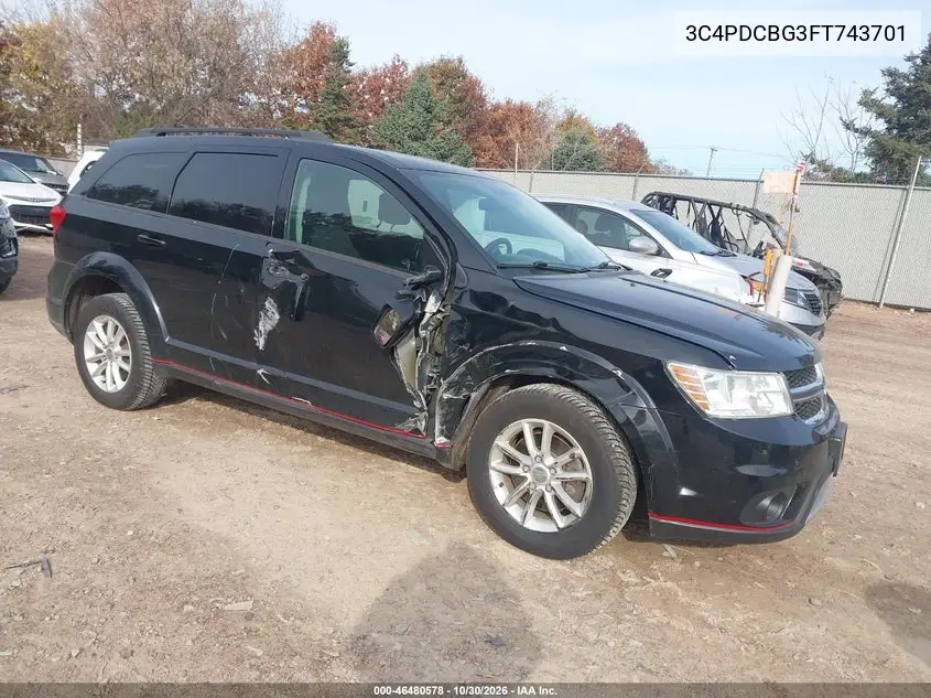 DODGE JOURNEY 2015, VIN 3C4PDCBG3FT743701