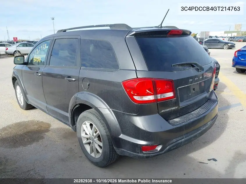 2016 DODGE JOURNEY VIN 3C4PDCCB4GT214763 — фото 3