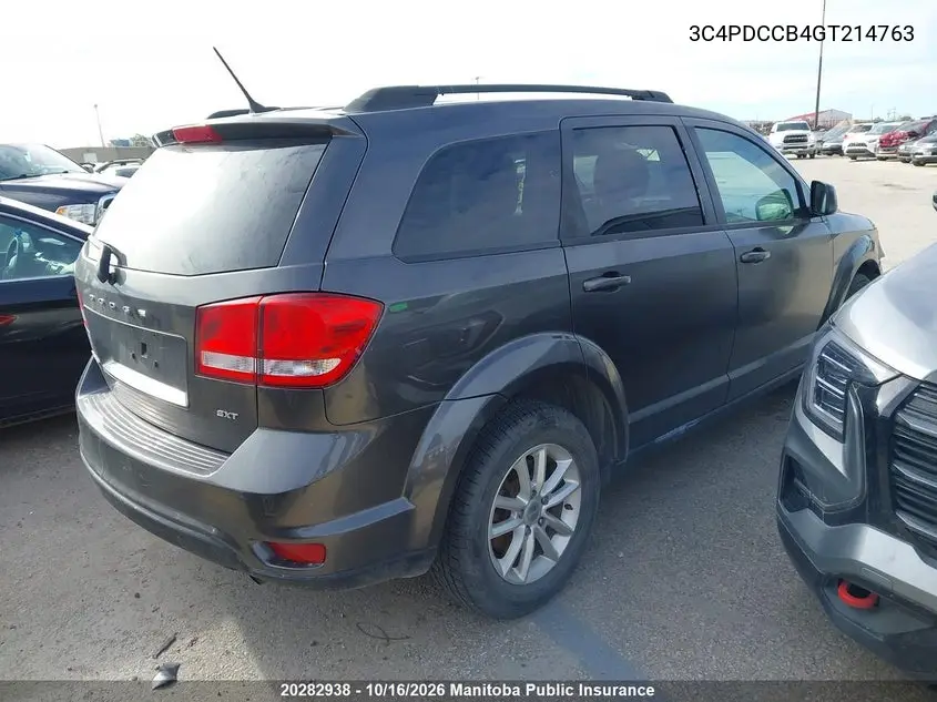 2016 DODGE JOURNEY VIN 3C4PDCCB4GT214763 — фото 4
