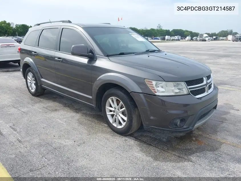 DODGE JOURNEY 2016, VIN 3C4PDCBG3GT214587