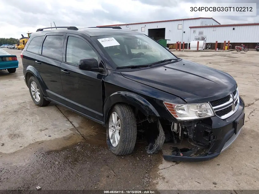 DODGE JOURNEY 2016, VIN 3C4PDCBG3GT102212