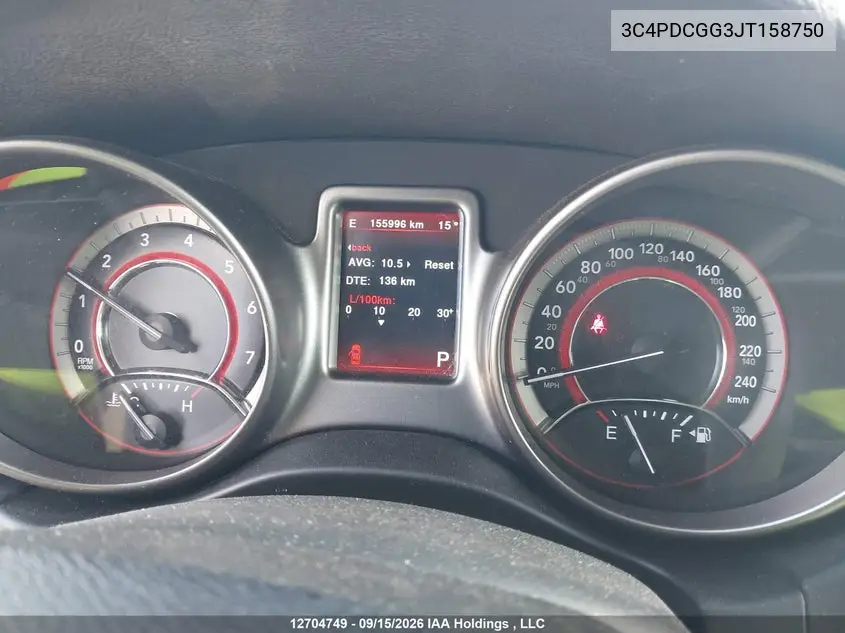 2018 DODGE JOURNEY VIN 3C4PDCGG3JT158750 — фото 7