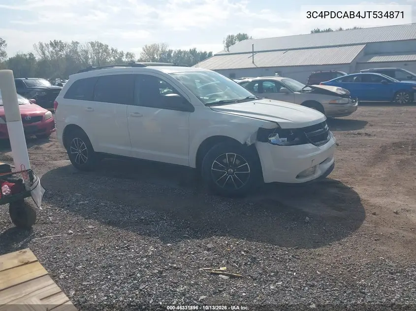 DODGE JOURNEY 2018, VIN 3C4PDCAB4JT534871