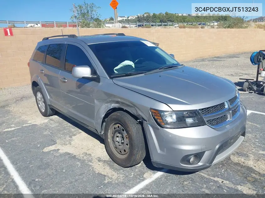 DODGE JOURNEY 2018, VIN 3C4PDCBGXJT513243