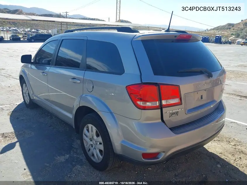 2018 DODGE JOURNEY VIN 3C4PDCBGXJT513243 — фото 3