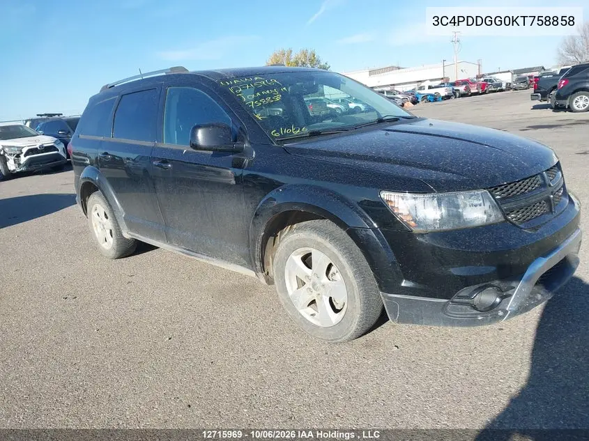 DODGE JOURNEY 2019, VIN 3C4PDDGG0KT758858