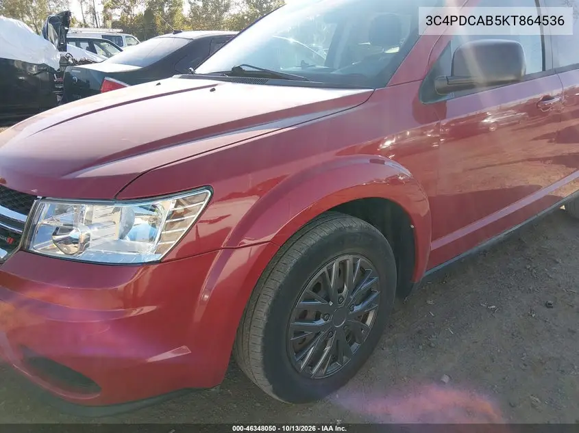 2019 DODGE JOURNEY VIN 3C4PDCAB5KT864536 — фото 2
