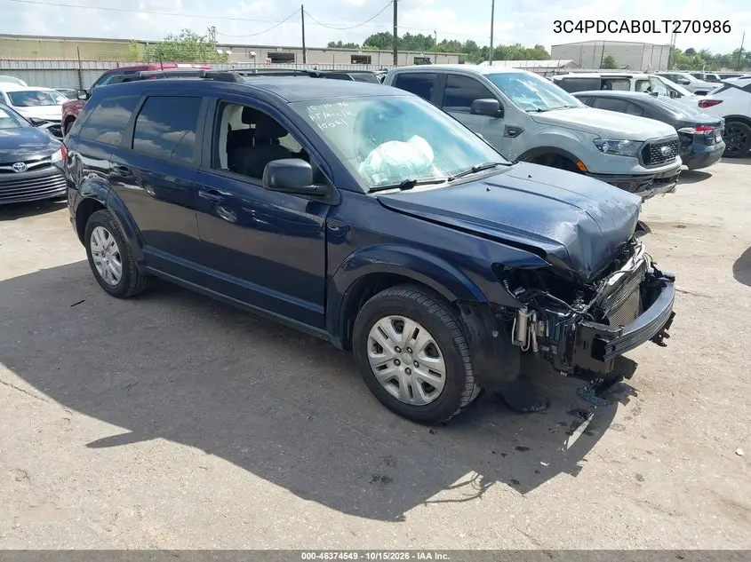 DODGE JOURNEY 2020, VIN 3C4PDCAB0LT270986
