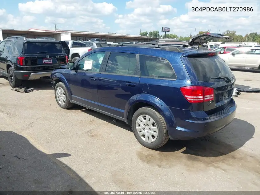 2020 DODGE JOURNEY VIN 3C4PDCAB0LT270986 — фото 3