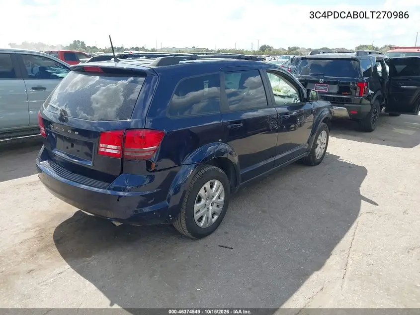 2020 DODGE JOURNEY VIN 3C4PDCAB0LT270986 — фото 4