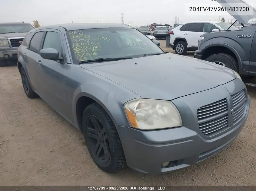 DODGE MAGNUM 2006, VIN 2D4FV47V26H483700