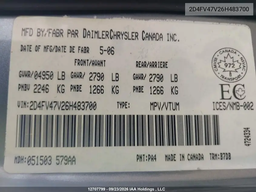 2006 DODGE MAGNUM VIN 2D4FV47V26H483700 — фото 18