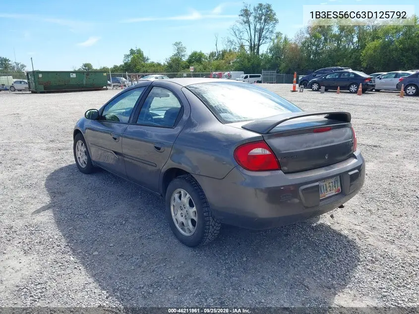 2003 DODGE NEON VIN 1B3ES56C63D125792 — фото 3