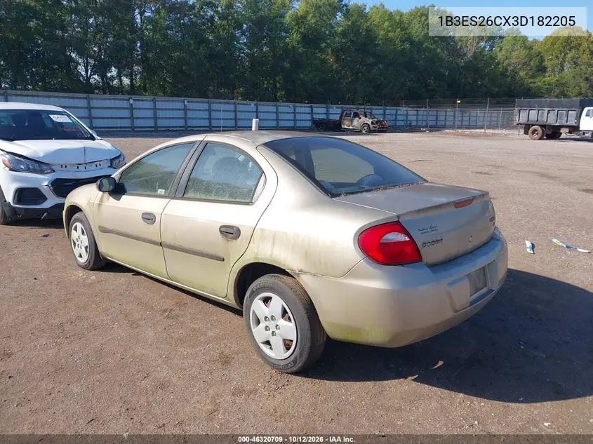 2003 DODGE NEON VIN 1B3ES26CX3D182205 — фото 3