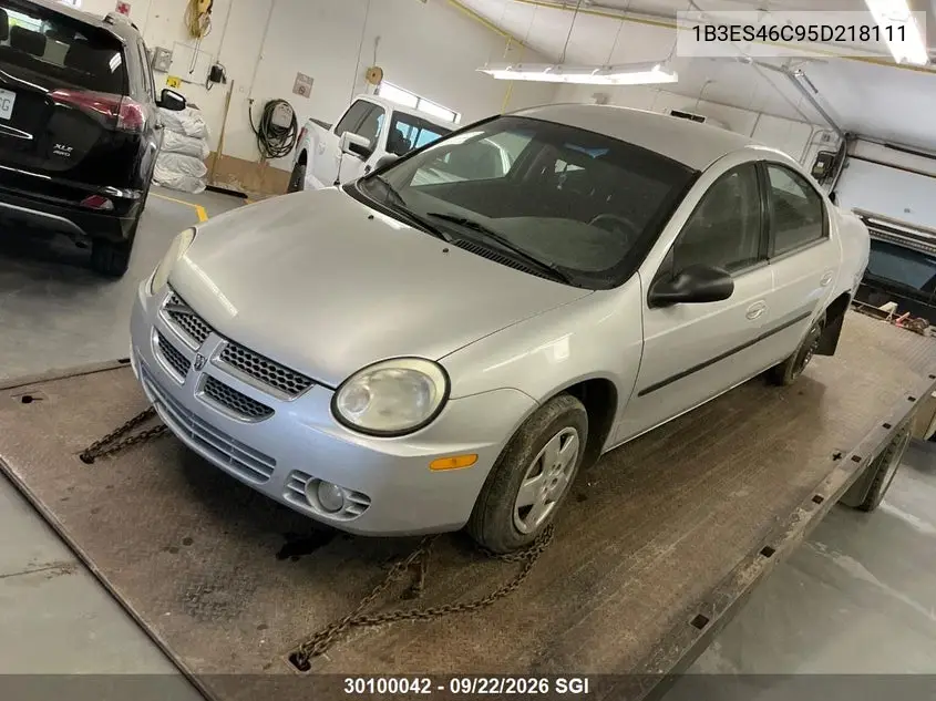 2005 DODGE NEON VIN 1B3ES46C95D218111 — фото 2
