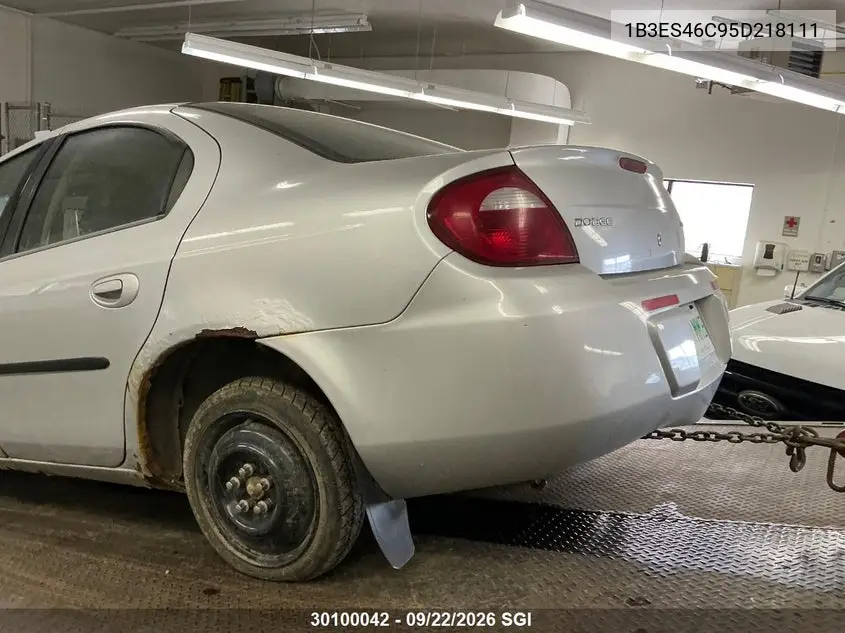 2005 DODGE NEON VIN 1B3ES46C95D218111 — фото 3