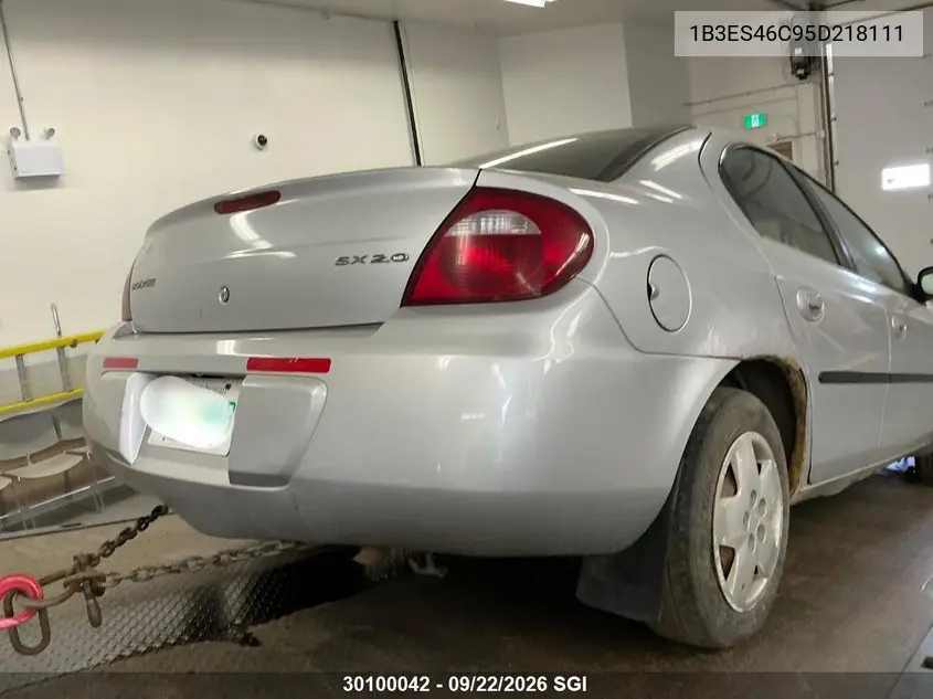 2005 DODGE NEON VIN 1B3ES46C95D218111 — фото 4