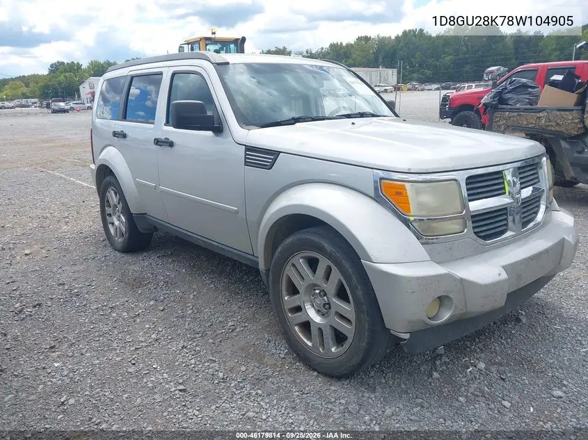 DODGE NITRO 2008, VIN 1D8GU28K78W104905
