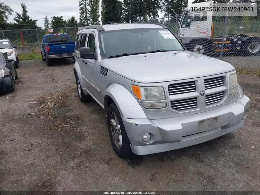 DODGE NITRO 2011, VIN 1D4PT5GK7BW540961