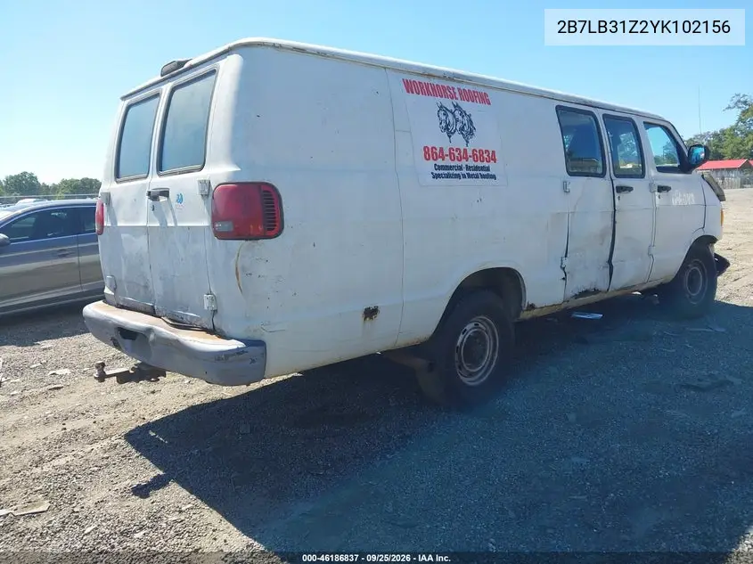 2000 DODGE RAM VAN VIN 2B7LB31Z2YK102156 — фото 4