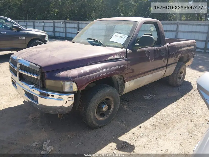 2000 DODGE RAM VIN 1B7HC16X2YS597477 — фото 2