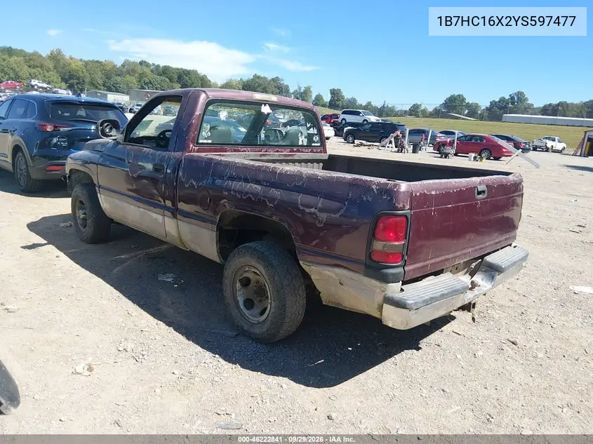 2000 DODGE RAM VIN 1B7HC16X2YS597477 — фото 3