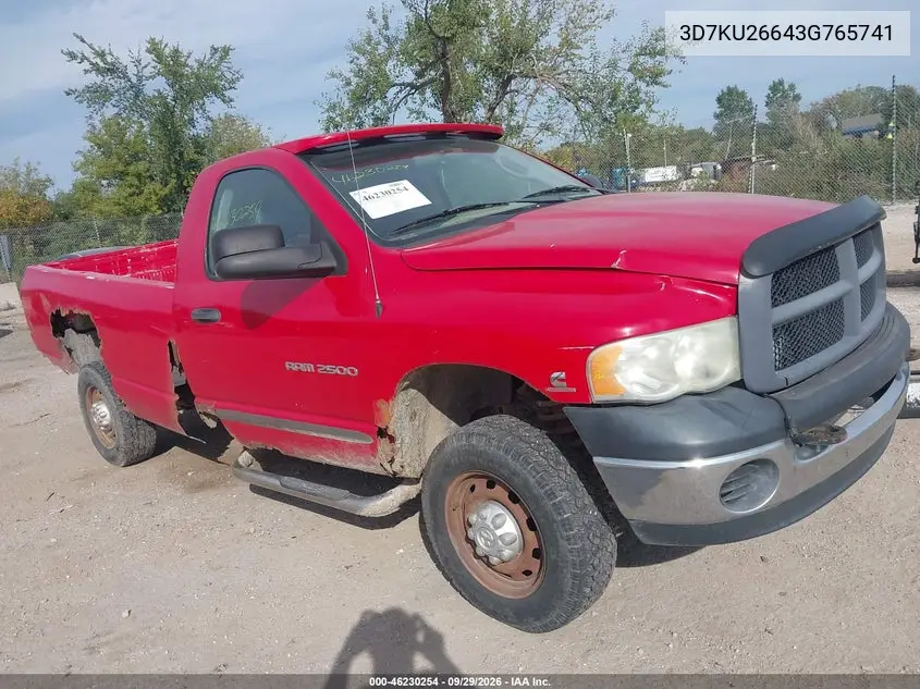 DODGE RAM 2003, VIN 3D7KU26643G765741