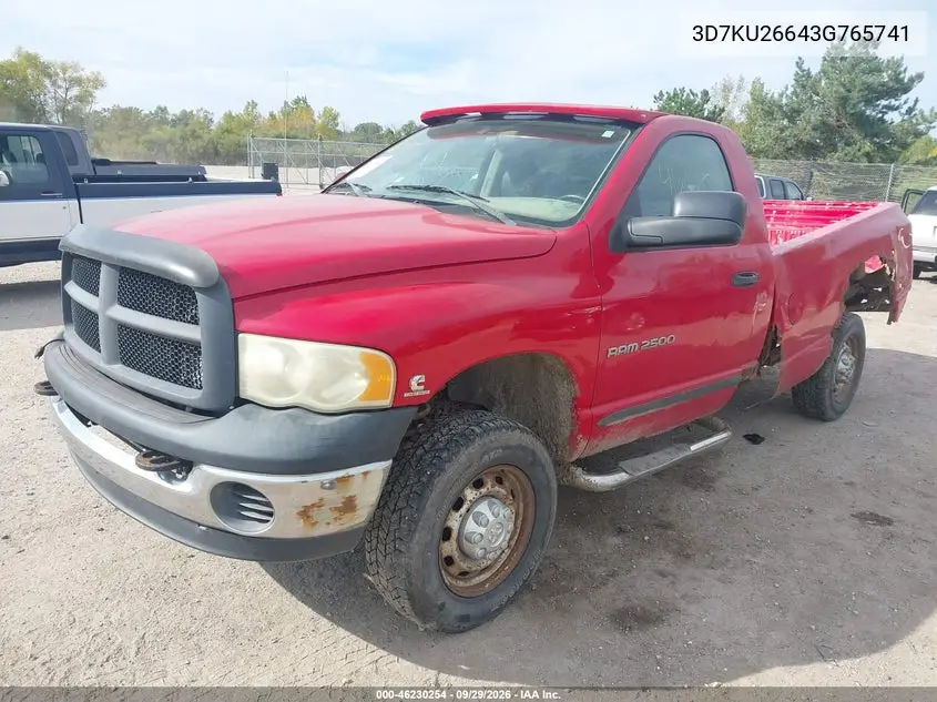 2003 DODGE RAM VIN 3D7KU26643G765741 — фото 2