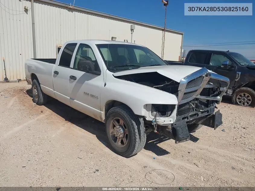 DODGE RAM 2003, VIN 3D7KA28D53G825160