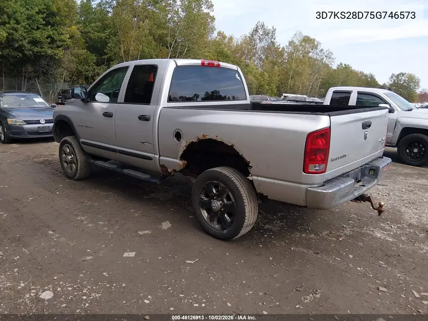 2005 DODGE RAM VIN 3D7KS28D75G746573 — фото 3