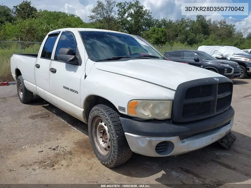 DODGE RAM 2005, VIN 3D7KR28D35G770042
