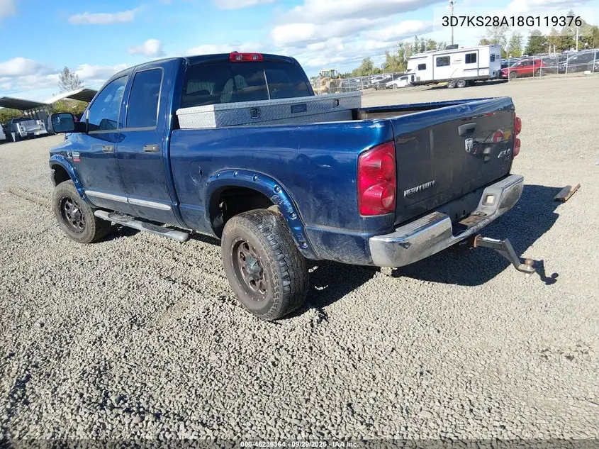 2008 DODGE RAM VIN 3D7KS28A18G119376 — фото 3