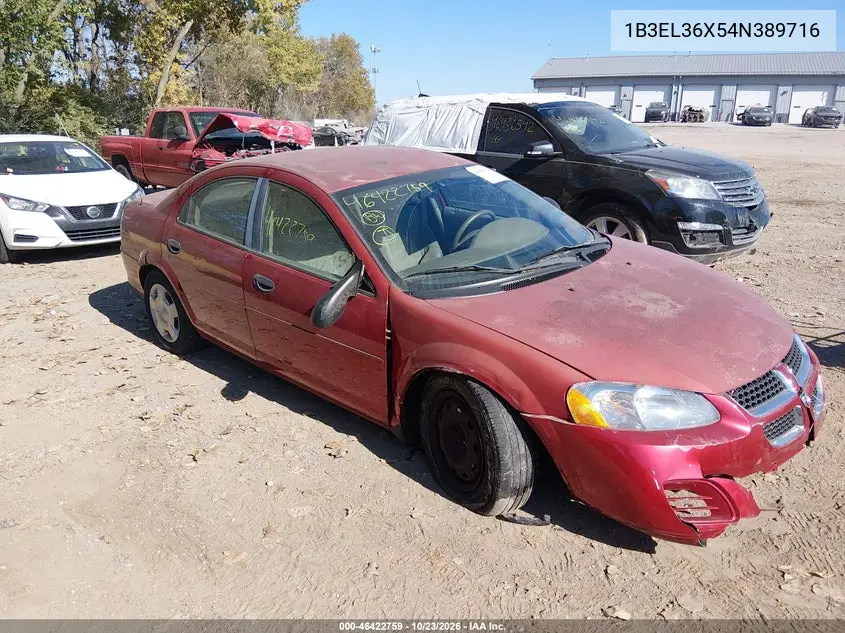 DODGE STRATUS 2004, VIN 1B3EL36X54N389716