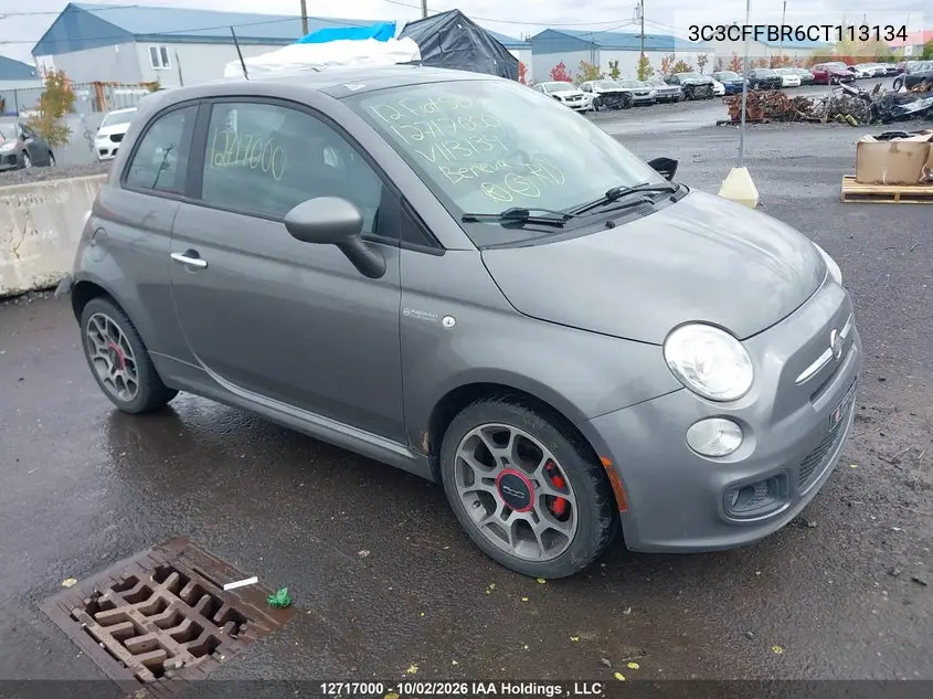 FIAT 500 2012, VIN 3C3CFFBR6CT113134