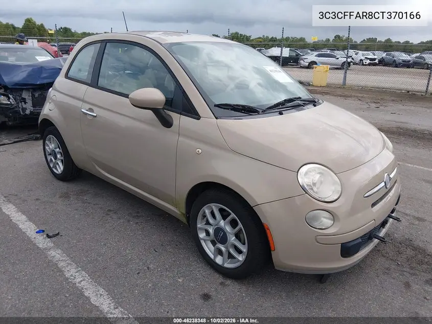 FIAT 500 2012, VIN 3C3CFFAR8CT370166