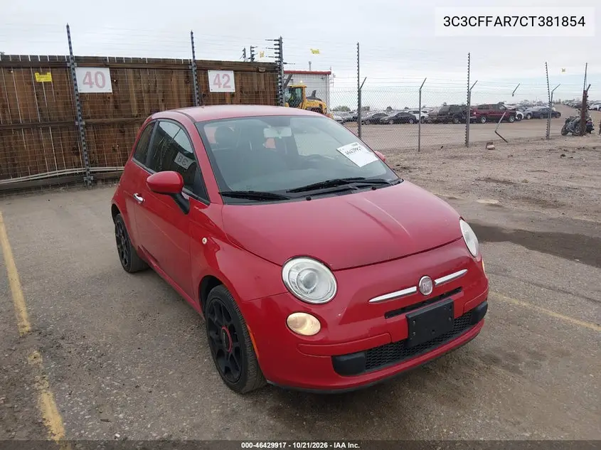 FIAT 500 2012, VIN 3C3CFFAR7CT381854