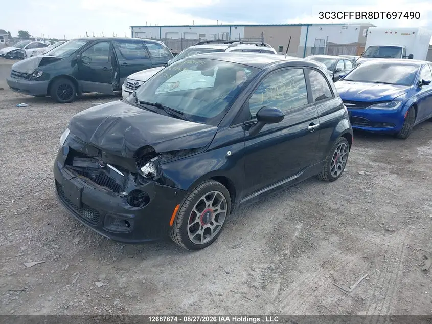 2013 FIAT 500 VIN 3C3CFFBR8DT697490 — фото 2