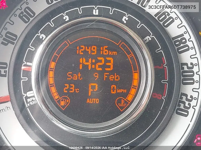 2013 FIAT 500 VIN 3C3CFFAR6DT738975 — фото 14