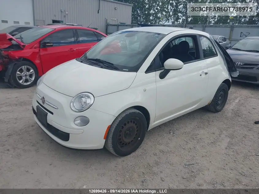 2013 FIAT 500 VIN 3C3CFFAR6DT738975 — фото 2