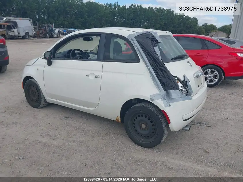 2013 FIAT 500 VIN 3C3CFFAR6DT738975 — фото 3