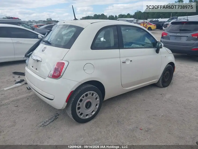 2013 FIAT 500 VIN 3C3CFFAR6DT738975 — фото 4