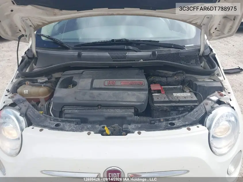 2013 FIAT 500 VIN 3C3CFFAR6DT738975 — фото 9