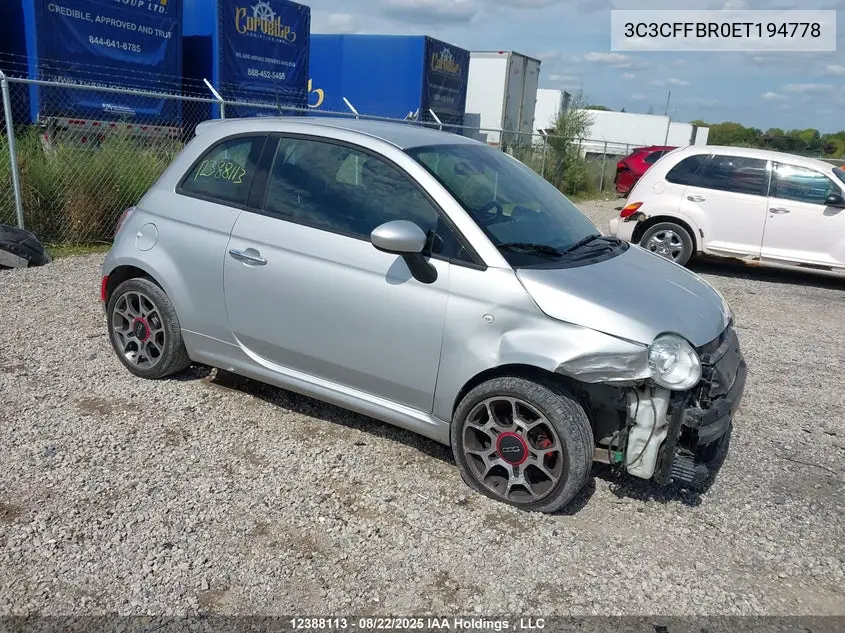 FIAT 500 2014, VIN 3C3CFFBR0ET194778