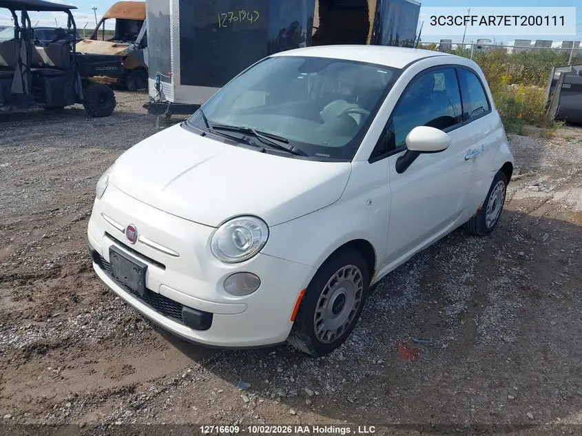 2014 FIAT 500 VIN 3C3CFFAR7ET200111 — фото 2