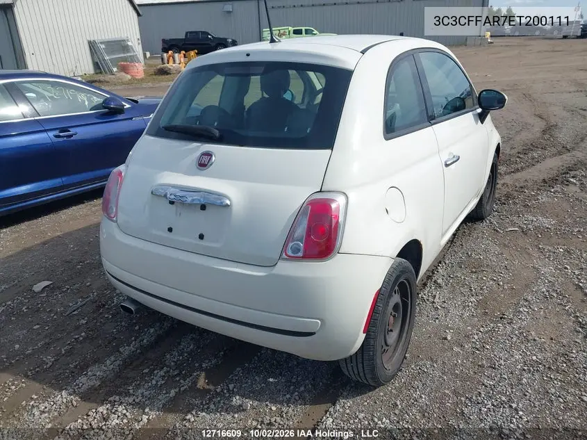 2014 FIAT 500 VIN 3C3CFFAR7ET200111 — фото 4