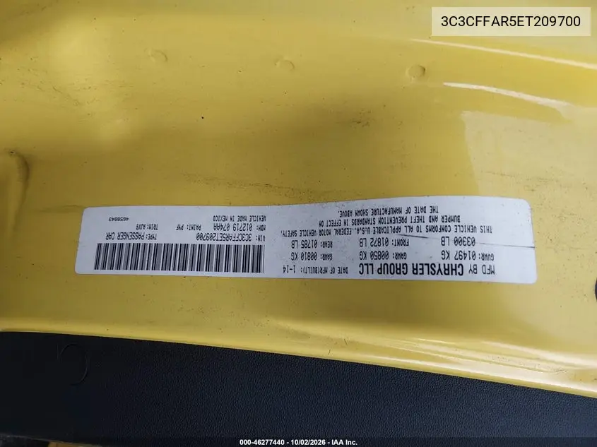 2014 FIAT 500 VIN 3C3CFFAR5ET209700 — фото 9