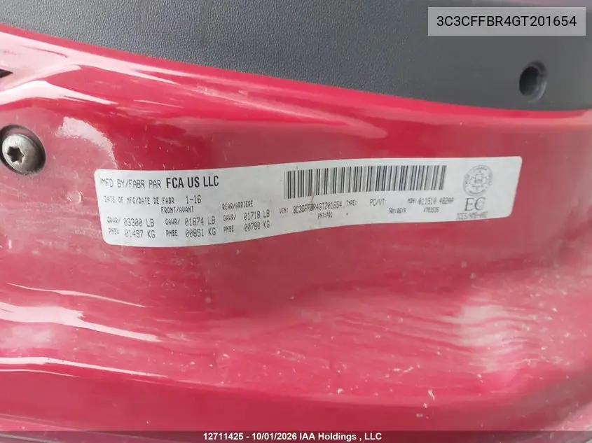 2016 FIAT 500 VIN 3C3CFFBR4GT201654 — фото 18