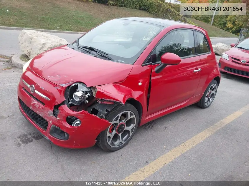 2016 FIAT 500 VIN 3C3CFFBR4GT201654 — фото 2