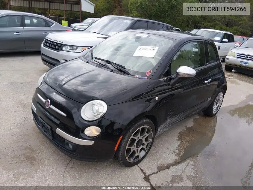 2017 FIAT 500 VIN 3C3CFFCR8HT594266 — фото 2